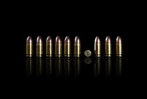 Ammo on a black background. Stock Photos