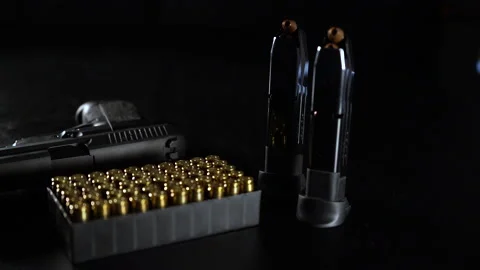 Ammo tray 9mm gun Stock-Footage 197013203