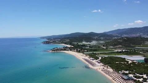 Ammolofoi aerial drone view while landing Video stock 246129676
