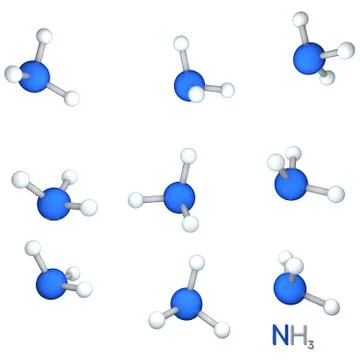 Ammonia model molecule. Isolated on white background. 3D rendering illustrati 스톡 일러스트
