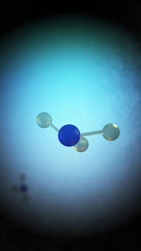 Ammonia Molecules Floating in Cinematic Blue World - Vertical Vídeo Stock 337939096