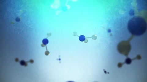 Ammonia Molecules Floating in Cinematic Blue World Stock Footage 337939102