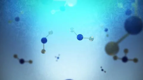 Ammonia Molecules Floating in Cinematic Blue World 00075 Stock Illustration