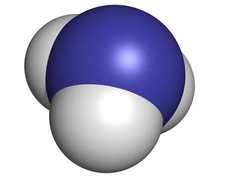Ammonia (nh3), molecular model. Illustrazione stock