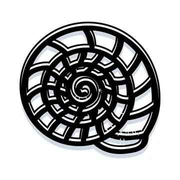 Ammonite fossil shell and ancient marine life Stock Illustration