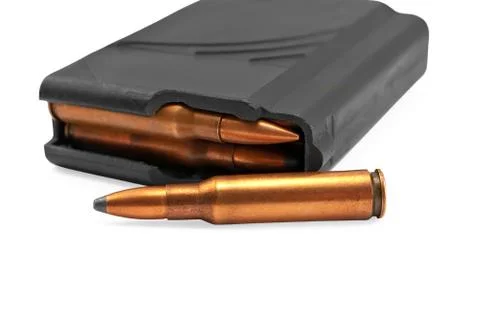 Ammunition for the automatic weapons with magazine Stock Photos