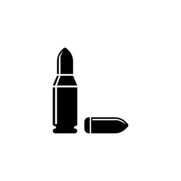 Ammunition Bullet Flat Vector Icon Stock Illustration