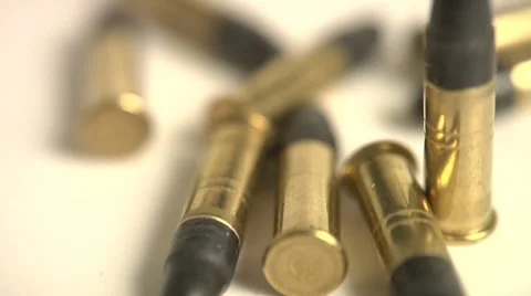 Ammunition Bullets Tilt on White Stock Footage 8561578