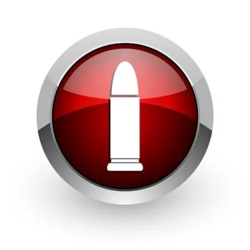 Ammunition red circle web glossy icon. Illustrazione stock