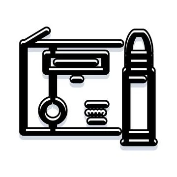 Ammunition reloading process with bullet and equipment Stock Illustration