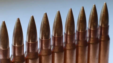 Ammunition for the rifle. Close-up Stock Footage 68411847