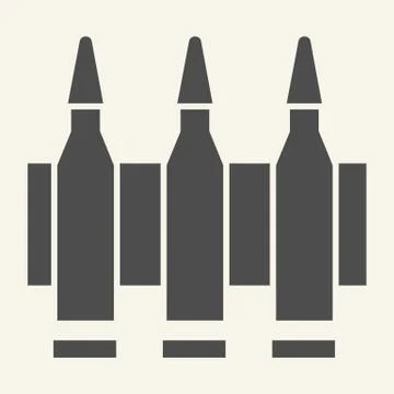 Ammunition solid icon. Bullets vector illustration isolated on white. Cartridge Illustrazione stock