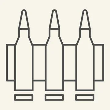 Ammunition thin line icon. Bullets vector illustration isolated on white Stock Illustration