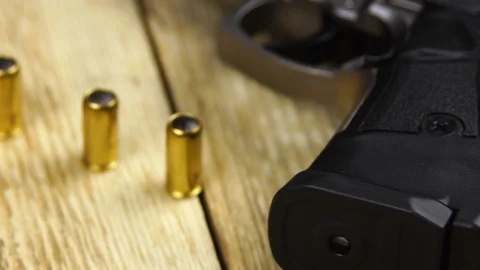 Ammunition with traumatic pistol Stock Footage 105703767