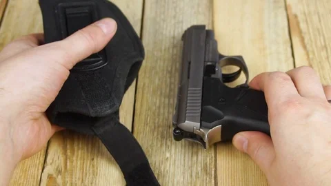 Ammunition with traumatic pistol Stock Footage 105705351