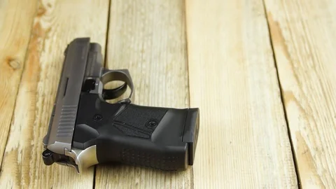 Ammunition with traumatic pistol Stock Footage 105708420
