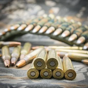 Ammunitions for rifle Stock Photos