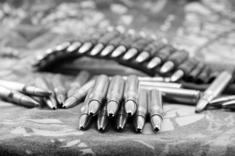 Ammunitions for rifle Stock Photos