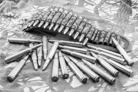 Ammunitions for rifle Stock Photos