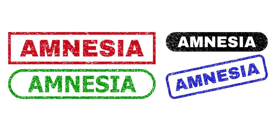 AMNESIA Rectangle Seals Using Unclean Texture Stock Illustration