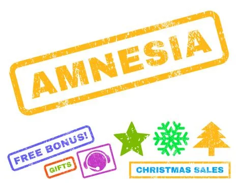 Amnesia Text Rubber Seal Stamp Watermark with Bonus Stock Illustration