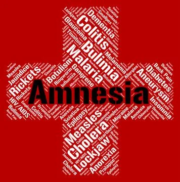 Amnesia Word Represents Loss Of Memory And Ailments Stock Illustration