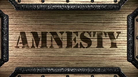 Amnesty on wooden stamp Stock Footage
