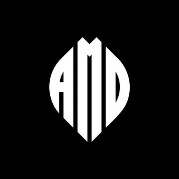AMO circle letter logo design with circle and ellipse shape. AMO ellipse letter Stock Illustration
