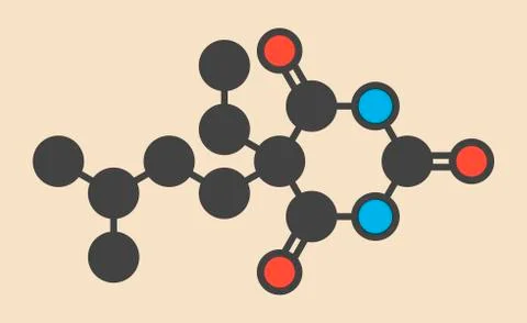 Amobarbital barbiturate molecule Stock Illustration