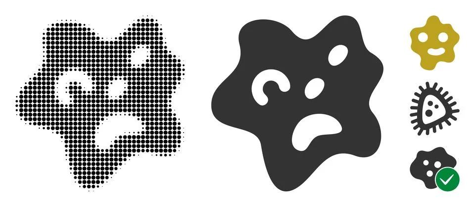 Amoeba Halftone and Solid Icon Stockillustratie