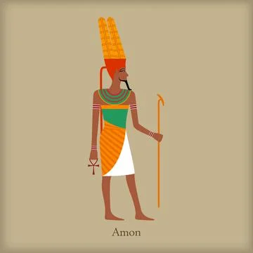 Amon, God of the wind icon, flat style 스톡 일러스트