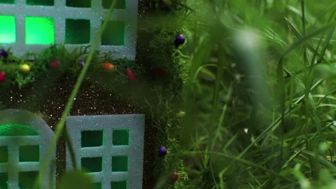 Among the dense greenery there is a beautiful fairytale decorated house Stock Footage 340465865