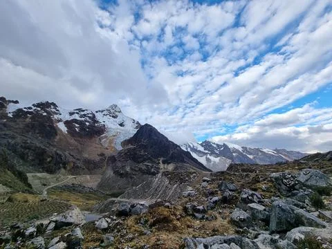 Among the highest points of the Olympic Point - Huascarán National Park  Stock Photos