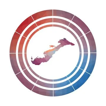 Amorgos badge. Bright gradient logo of island in low poly style. Multicolor.. Stock Illustration