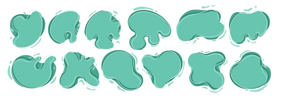 Amorphous blob vectors in sets. Asymmetrical hand drawn illustration elements Stock Illustration