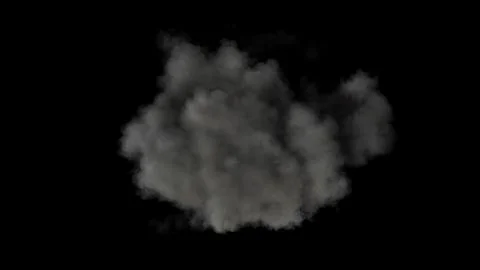 Amorphous cloud of billowing gray smoke with softly blurred edges on black 스톡 일러스트