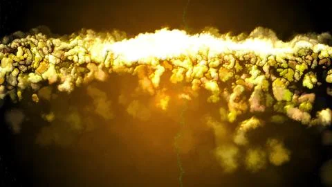 Amorphous mass of gold liquid particles, computer generated. 3d rendering of Stock-Illustration