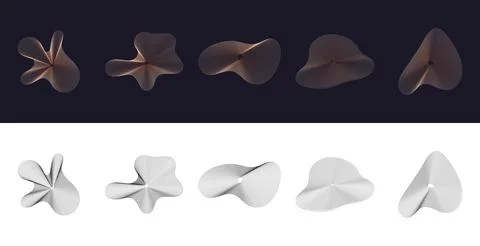 Amorphous organic line wave shape form set colorful and black Stock Illustration