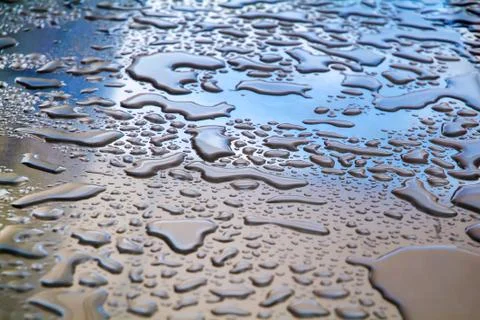 Amorphous water droplets on the surface Stock Photos