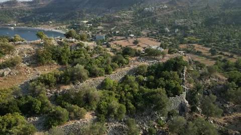 Amos Antik Kenti, Ancient Hellenistic Site, Turkish Coast, 200 BC, 4K 스톡 동영상 331464132