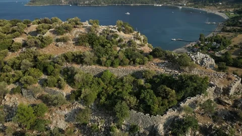 Amos Antik Kenti, Ancient Hellenistic Ruins, Circling Drone View, 4K 動画素材 331464177