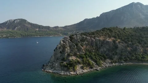 Amos Antik Kenti Epic Coastal Sea View, Turkey 4K Drone Clip 動画素材 331483953