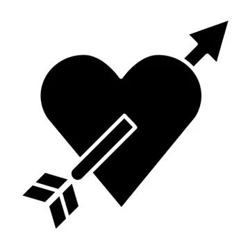 Amour solid icon. Heart with arrow vector illustration isolated on white. Love Illustrazione stock