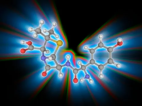 Amoxicillin drug molecule Stock Illustration