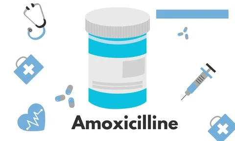 Amoxicillin generic drug name vector illustration Stock Illustration