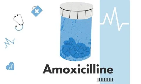 Amoxicillin generic drug name vector illustration Stock Illustration