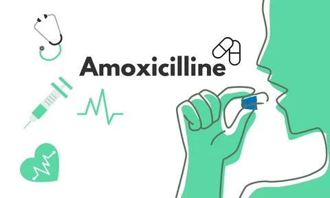 Amoxicillin generic drug name vector illustration Stock Illustration
