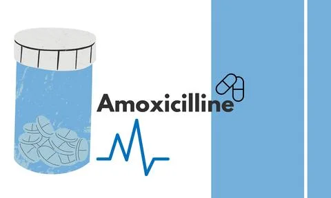 Amoxicillin generic drug name vector illustration Stock Illustration