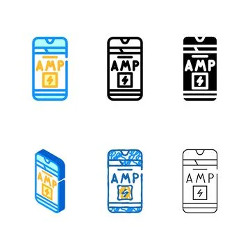Amp accelerated mobile pages edition seo color icon vector Stock Illustration