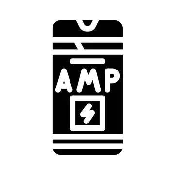 Amp accelerated mobile pages seo glyph icon vector illustration Stock Illustration